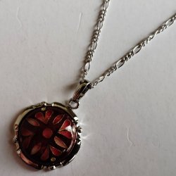画像1: 有線七宝ペンダント　幾何模様　レッド